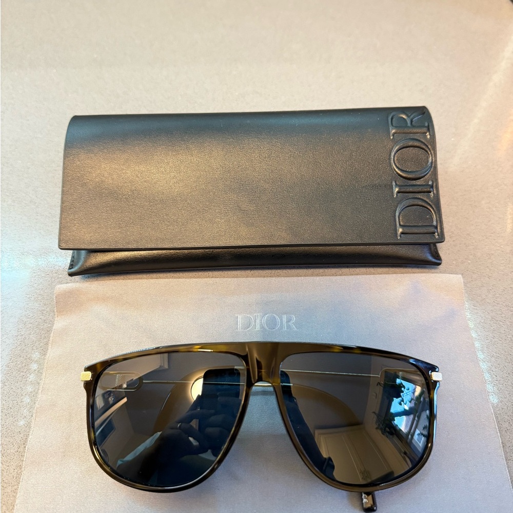 Dior Black and Gold Sunglasses with Case